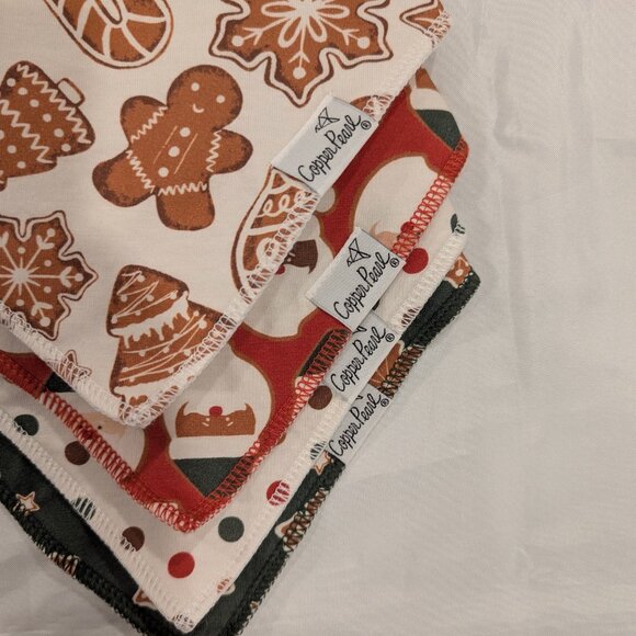 NWT Copper Pearl Bandana Drool Bibs SET of 4 ("Gingerbread" Christmas Patterns) - Picture 4 of 8